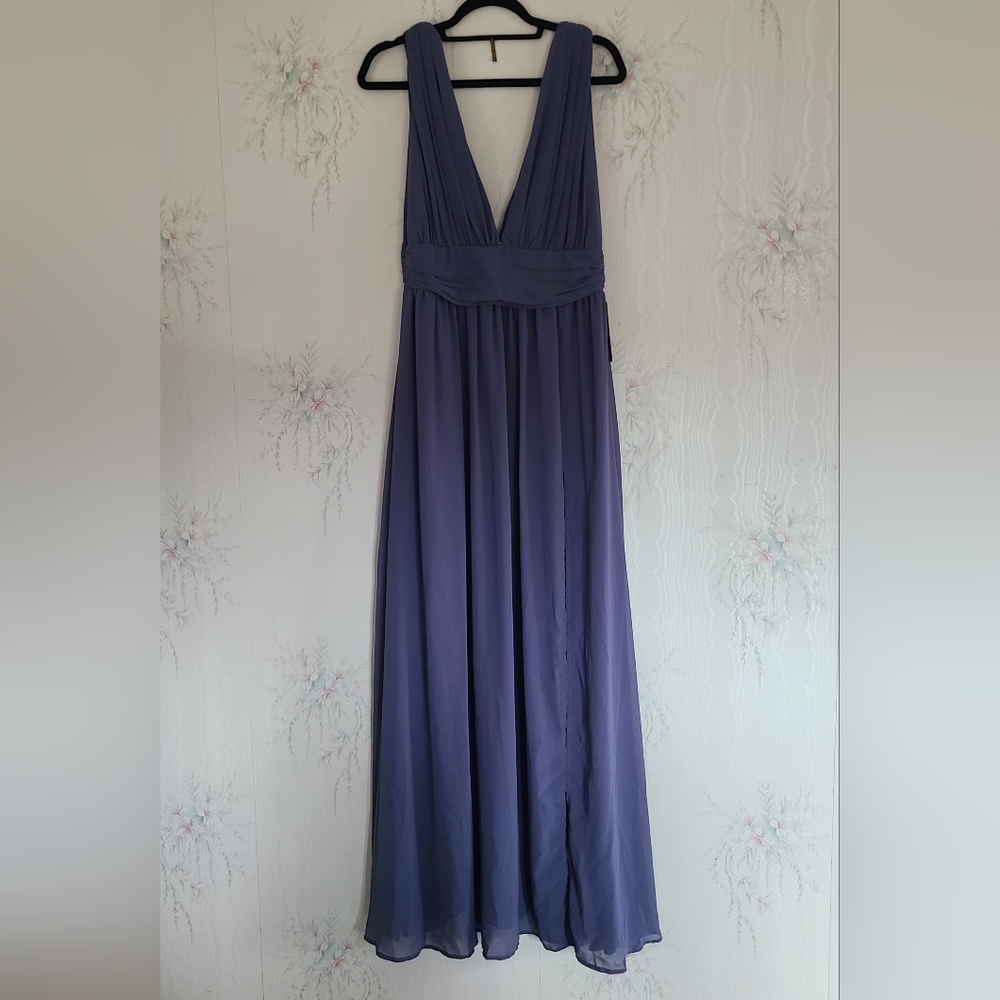 Lulus Heavenly Hues Denim Blue Maxi Dress New With Tags - Picture 3 of 10